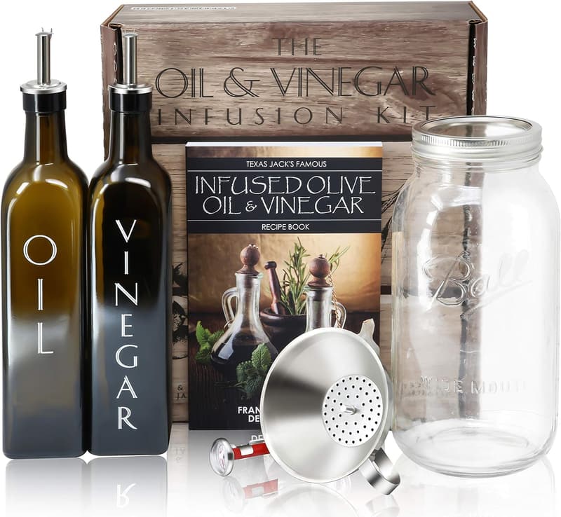 Olive Oil & Vinegar Infusion Kit with Glass Bottles & Recipes