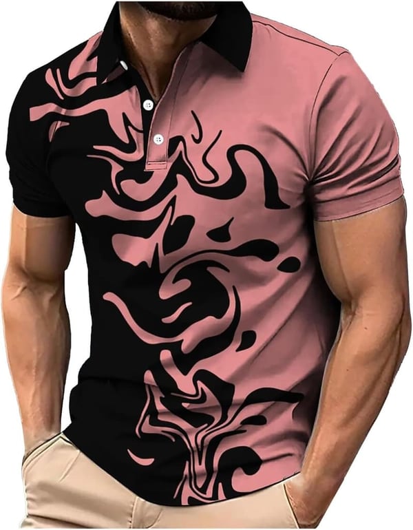Men's Quick Dry Printed Polo Shirt - Casual Golf Style