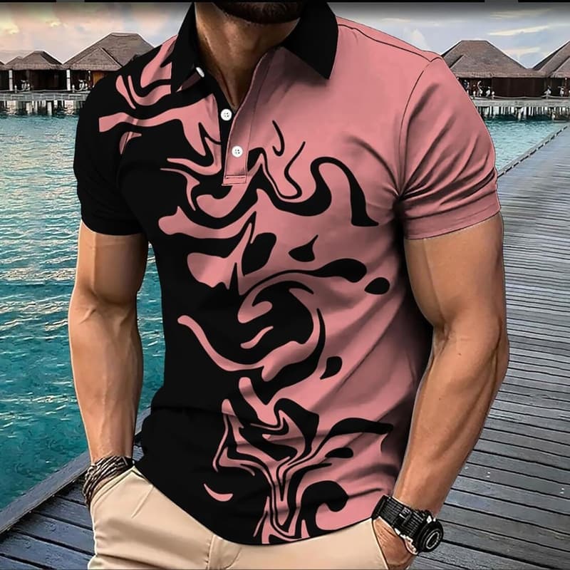 Men's Quick Dry Printed Polo Shirt - Casual Golf Style