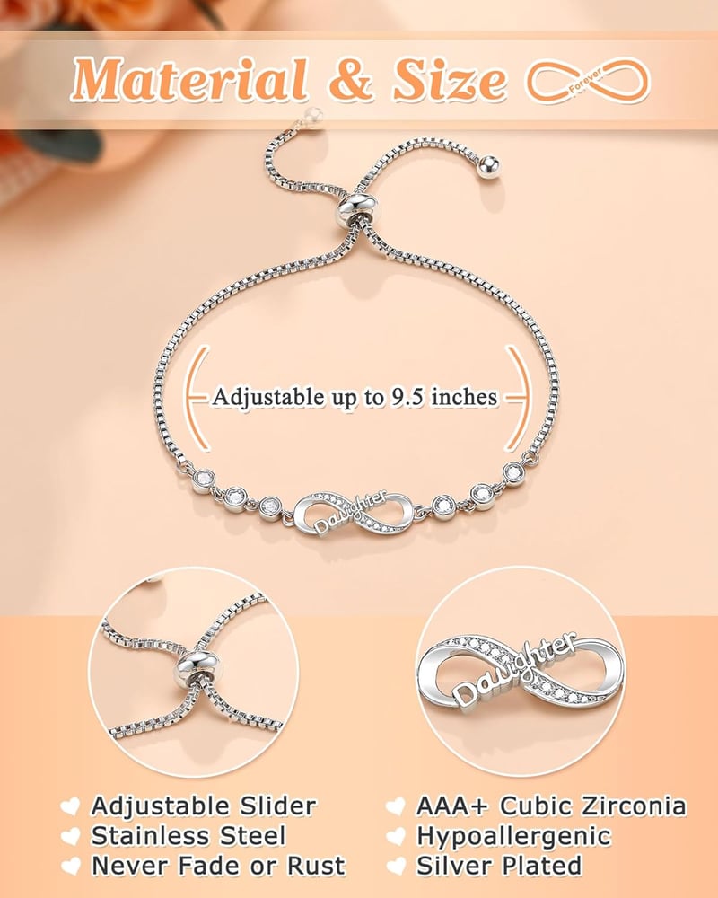 Infinity Love Heart Bracelet for Her - Birthday or Valentine's Gift