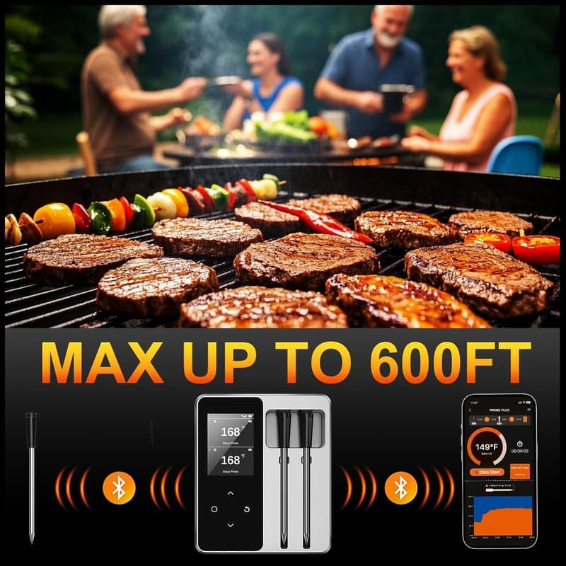 Smart Bluetooth Meat Thermometer with 2 Probes - Perfect Father's Day Gift