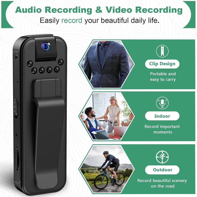 HD 1080P Mini Body Camera with Night Vision and Rotatable Lens