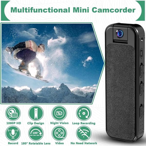 HD 1080P Mini Body Camera with Night Vision and Rotatable Lens