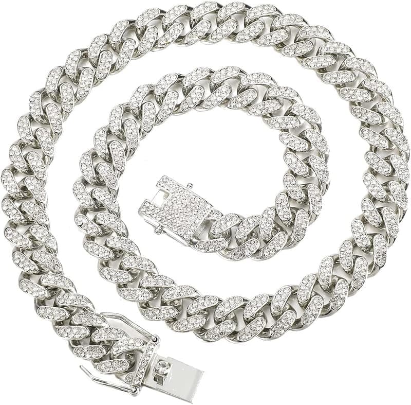 Men's 13MM Gold/Silver Cuban Link Necklace - Iced Out Hip Hop Jewelry