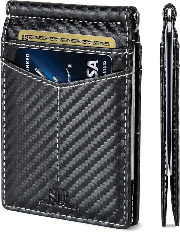 Genuine Leather Slim Bifold Wallet with RFID Blocking for Men
