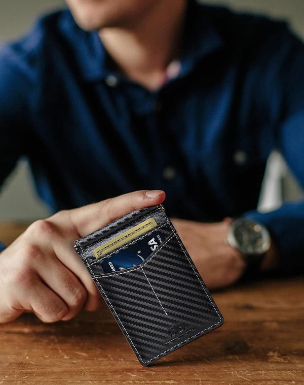 Genuine Leather Slim Bifold Wallet with RFID Blocking for Men