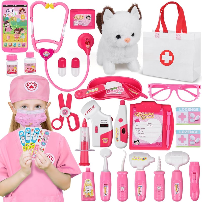 Kids' Pet Doctor Costume Set - 33pcs Pretend Play Kit