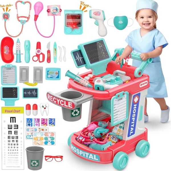 Kids Pretend Doctor Kit with Stethoscope - Medical Playset