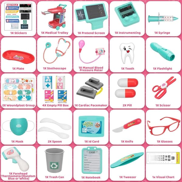 Kids Pretend Doctor Kit with Stethoscope - Medical Playset