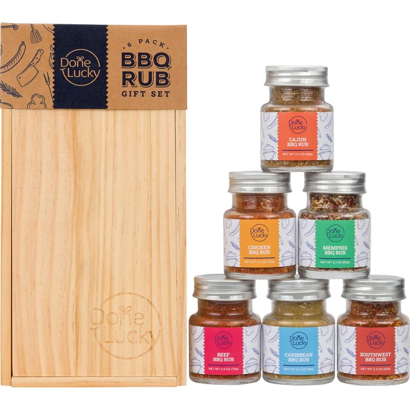 Father's Day BBQ Rub Gift Set in Premium Wooden Box