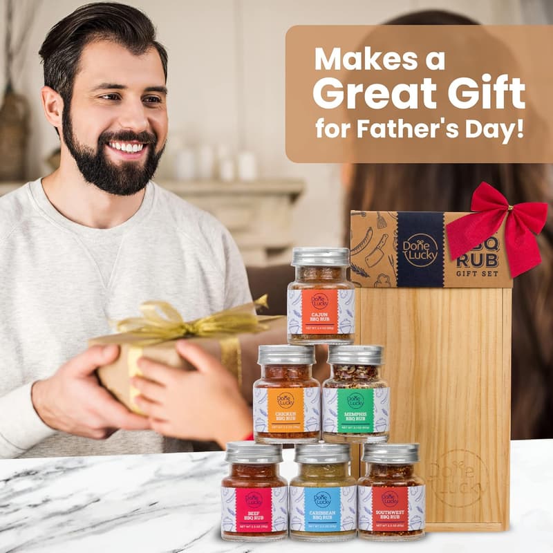 Father's Day BBQ Rub Gift Set in Premium Wooden Box