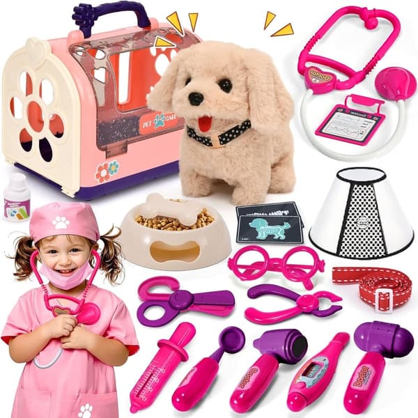 Electric Interactive Dog Vet Kit for Kids Ages 3-8