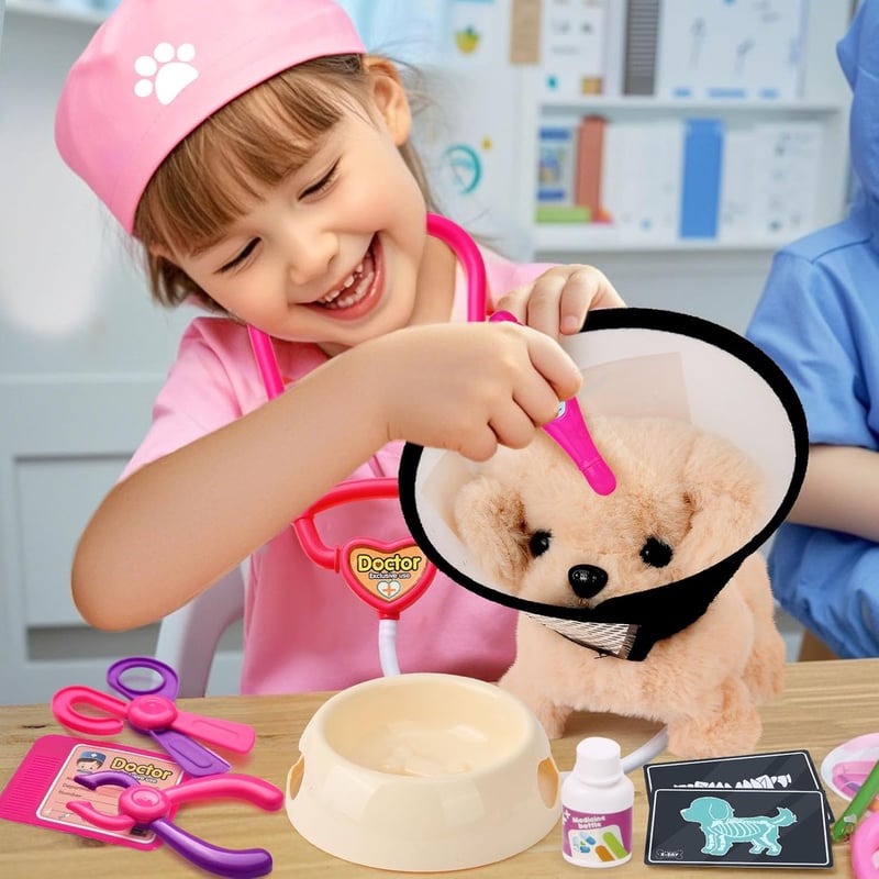 Electric Interactive Dog Vet Kit for Kids Ages 3-8