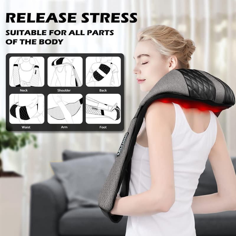 Shiatsu Electric Neck & Back Massager Pillow with Heat