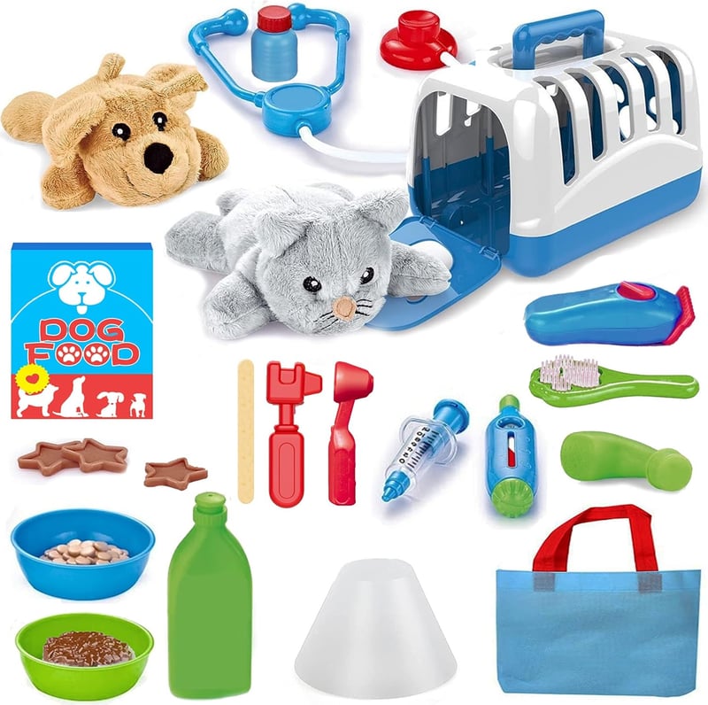 Veterinarian Role Play Set with Plush Pets (34 Pcs)