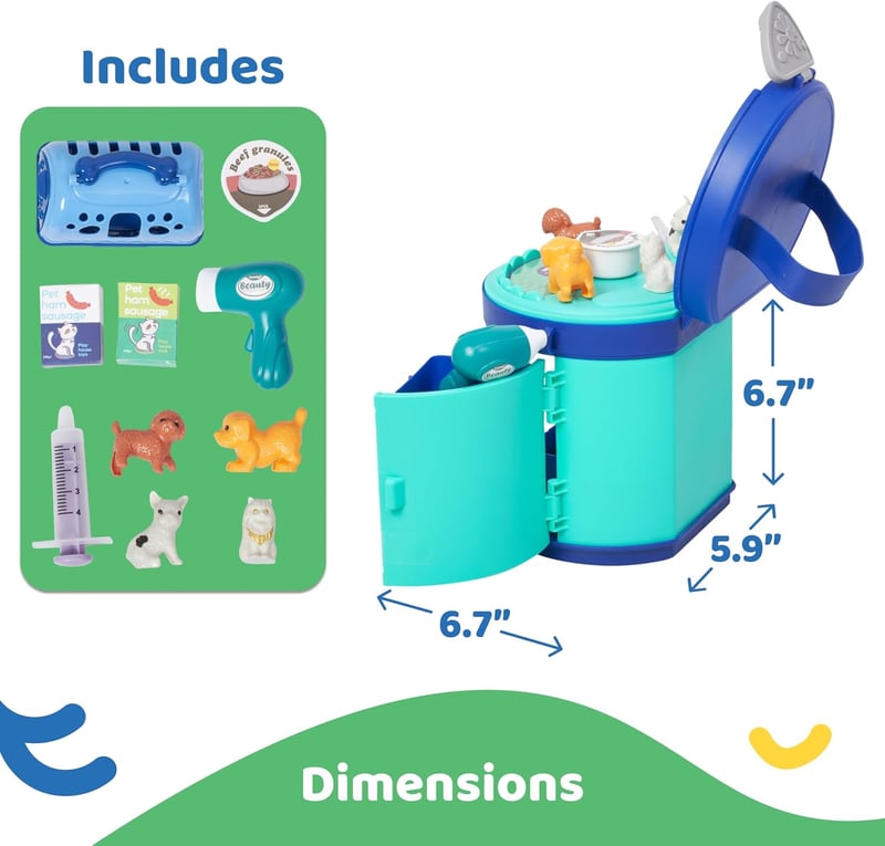 Kids Veterinarian Playset - Durable Plastic Vet Kit for Toddlers