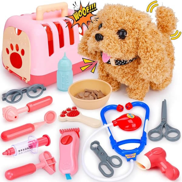 Kids' Veterinarian Playset with Interactive Puppy Toy & Accessories