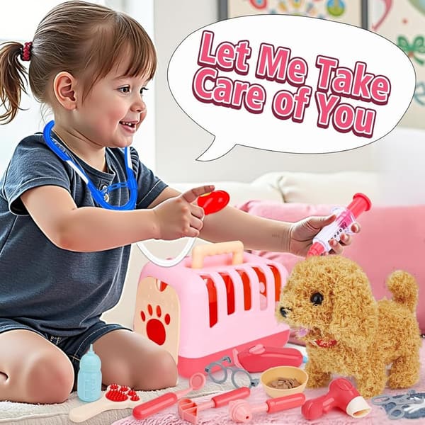 Kids' Veterinarian Playset with Interactive Puppy Toy & Accessories
