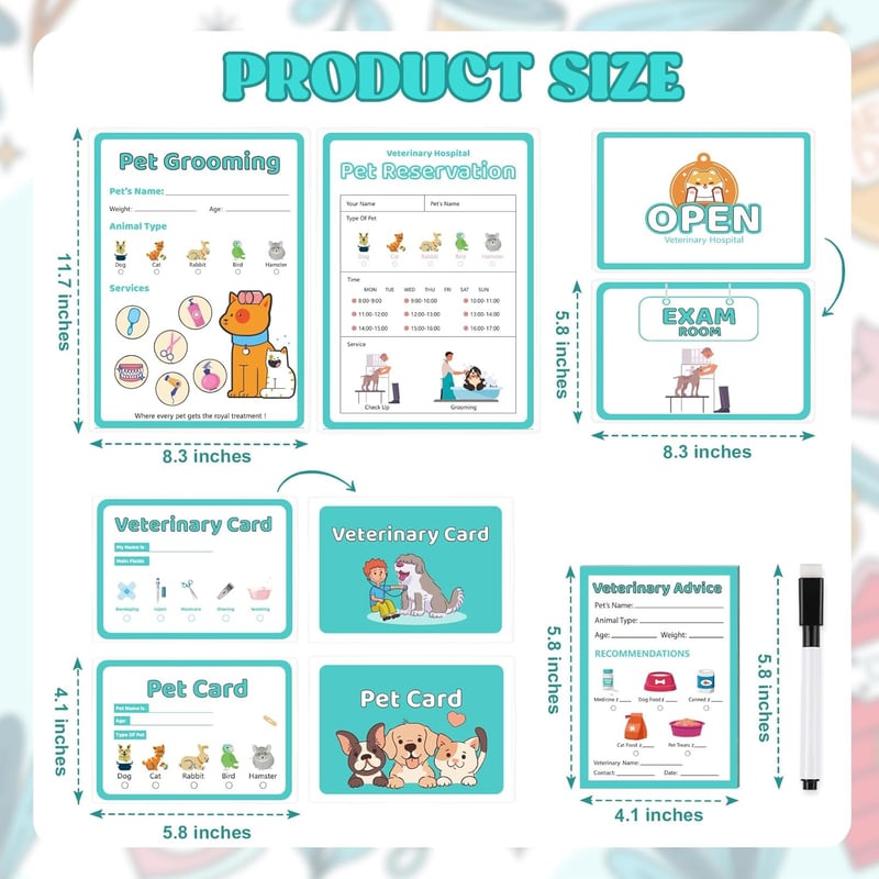 Kids' 8-Piece Pretend Play Vet Kit with Double-Sided Notepad