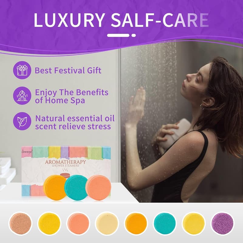 Aromatherapy Shower Steamers Gift Set - 8 Essential Oil Tablets
