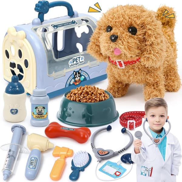 Interactive Toy Dog Vet Kit for Kids - Pretend Play Set