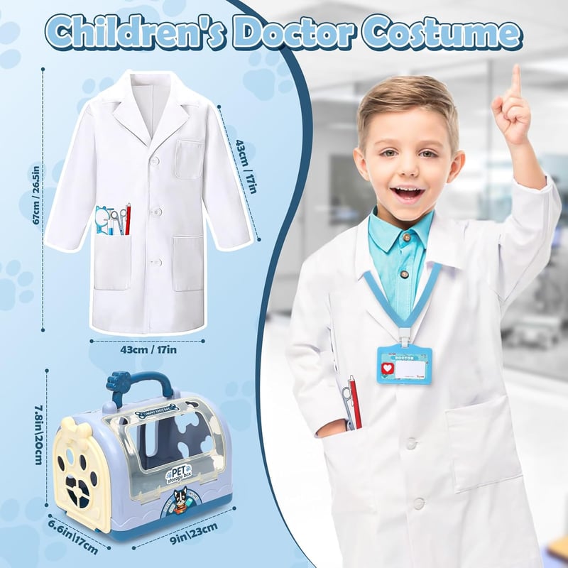 Interactive Toy Dog Vet Kit for Kids - Pretend Play Set