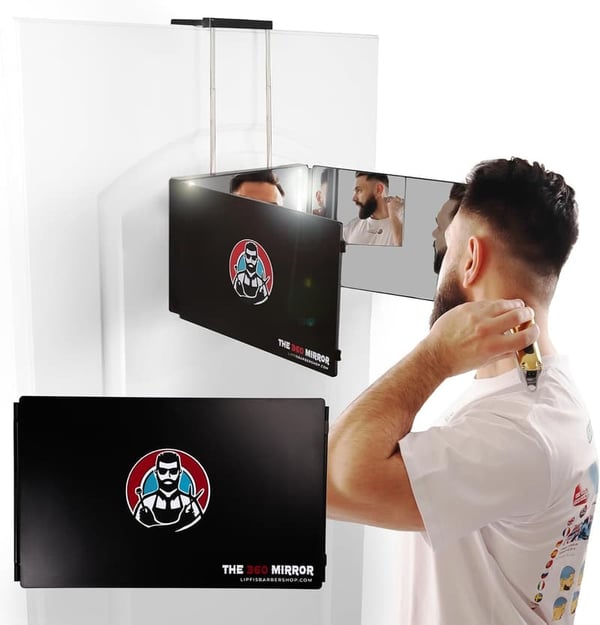 360° Adjustable 3-Way Mirror with LED Lights for Hair Cutting
