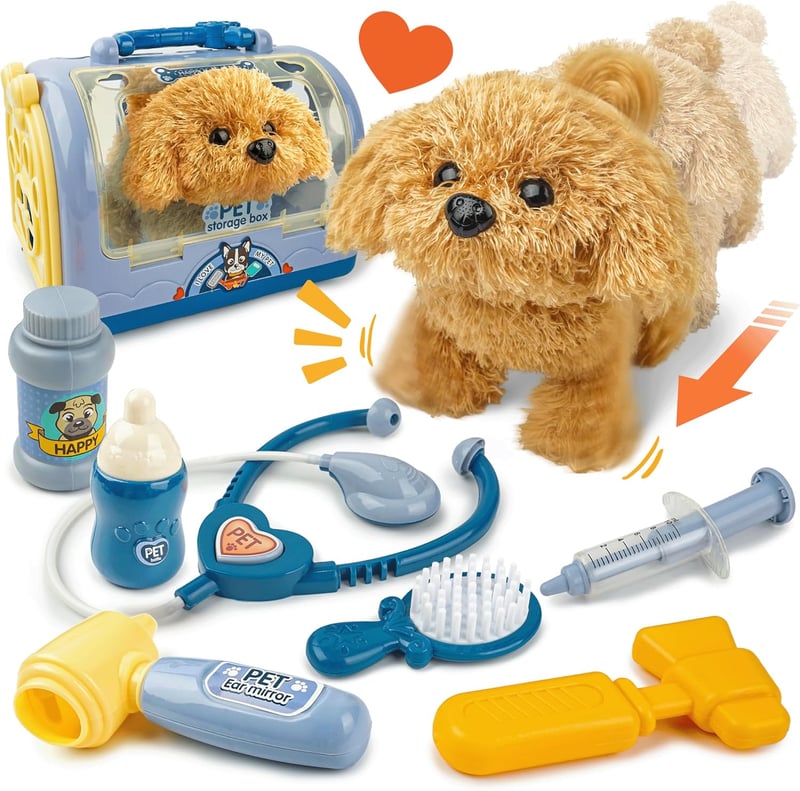Kids' Veterinarian Playset with Interactive Dog & Cage