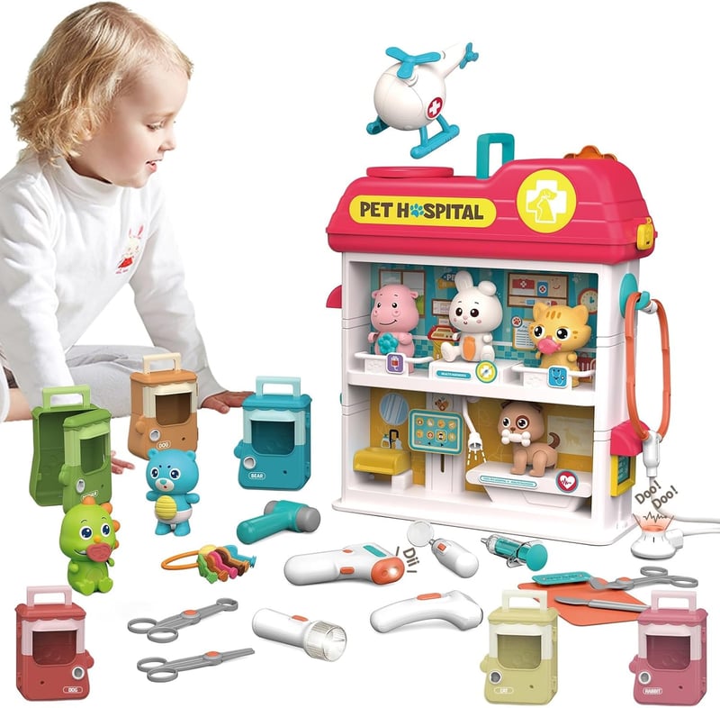 Kids' Pet Vet Doctor Kit with Light & Sound - Animal Care Playset