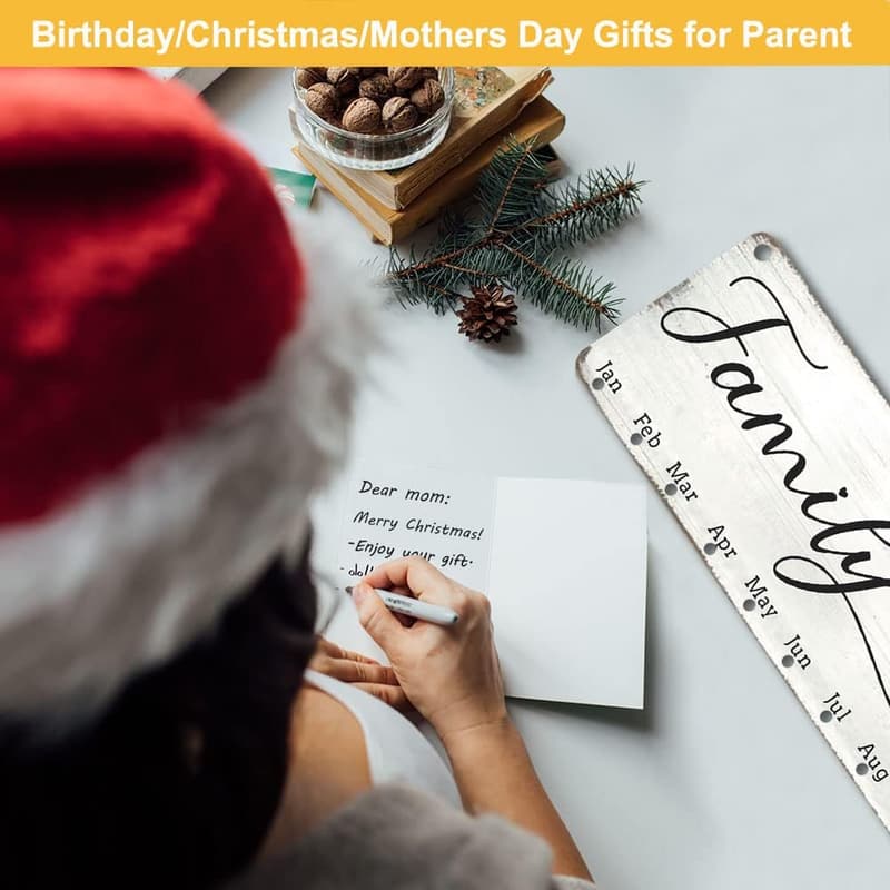 Wooden Family Birthday Reminder Calendar for Mom & Grandma