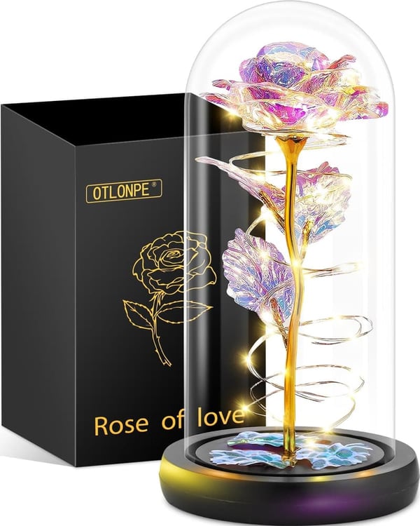 Mother's Day Glass Rose Gift for Mom, Women, & Teachers