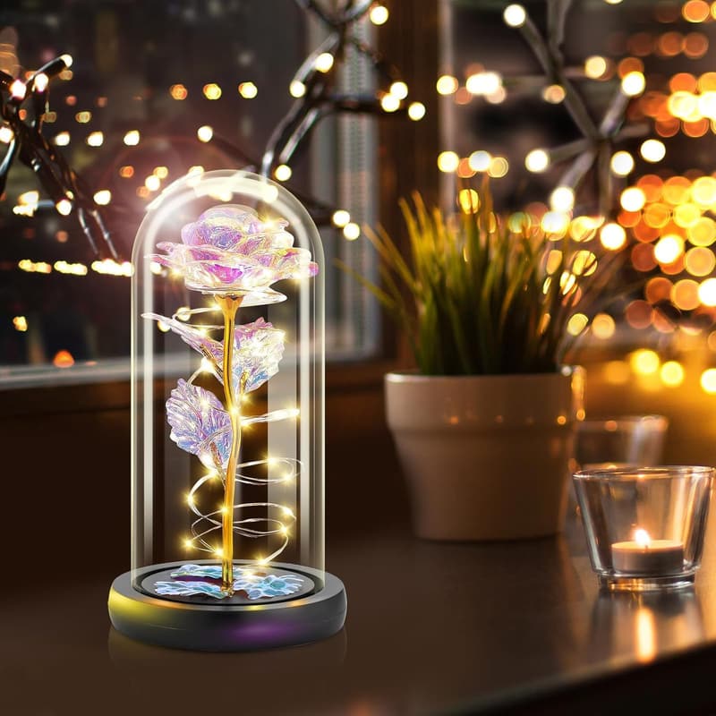 Mother's Day Glass Rose Gift for Mom, Women, & Teachers