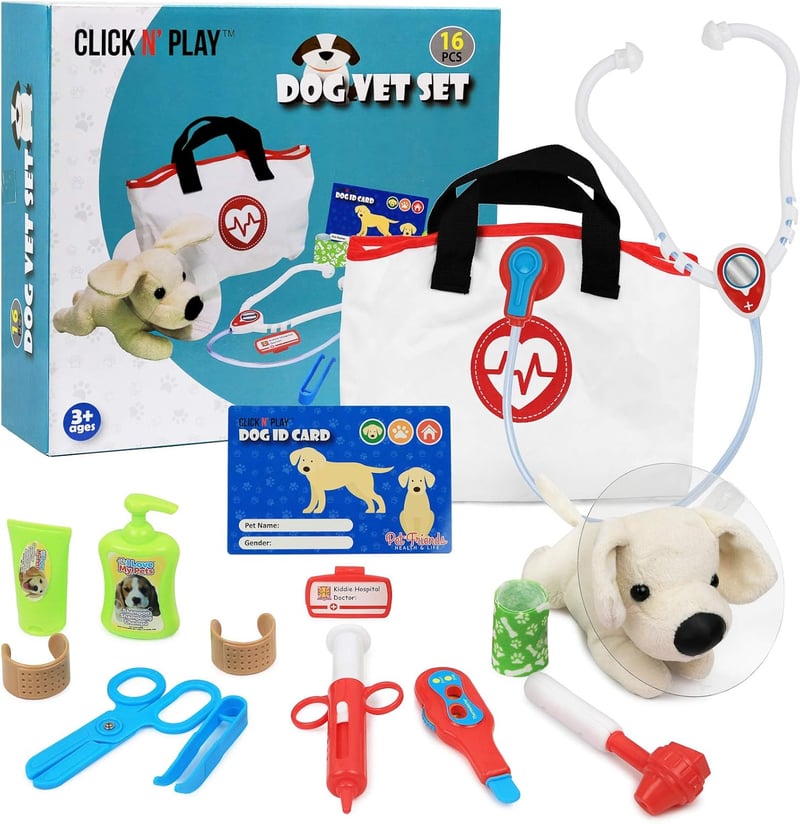 Veterinary Playset for Kids with Plush Dog Toy and Kit