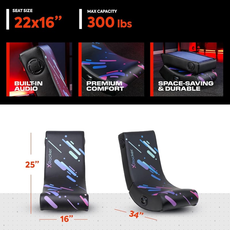 Gaming Floor Rocker Chair with Built-in Speakers for Teens