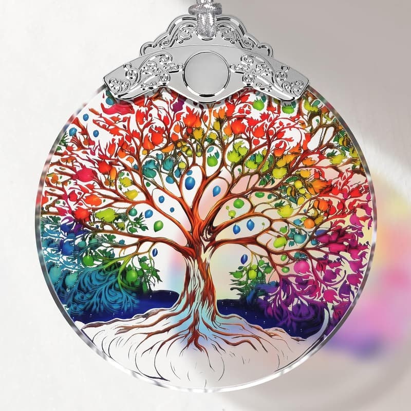 Christmas Tree of Life Stained Glass Ornament
