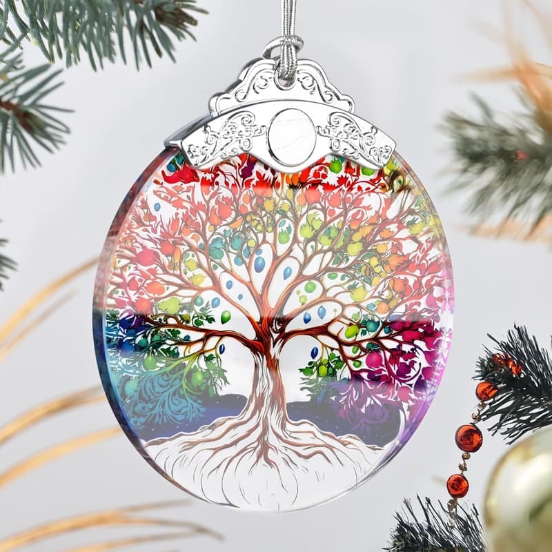 Christmas Tree of Life Stained Glass Ornament