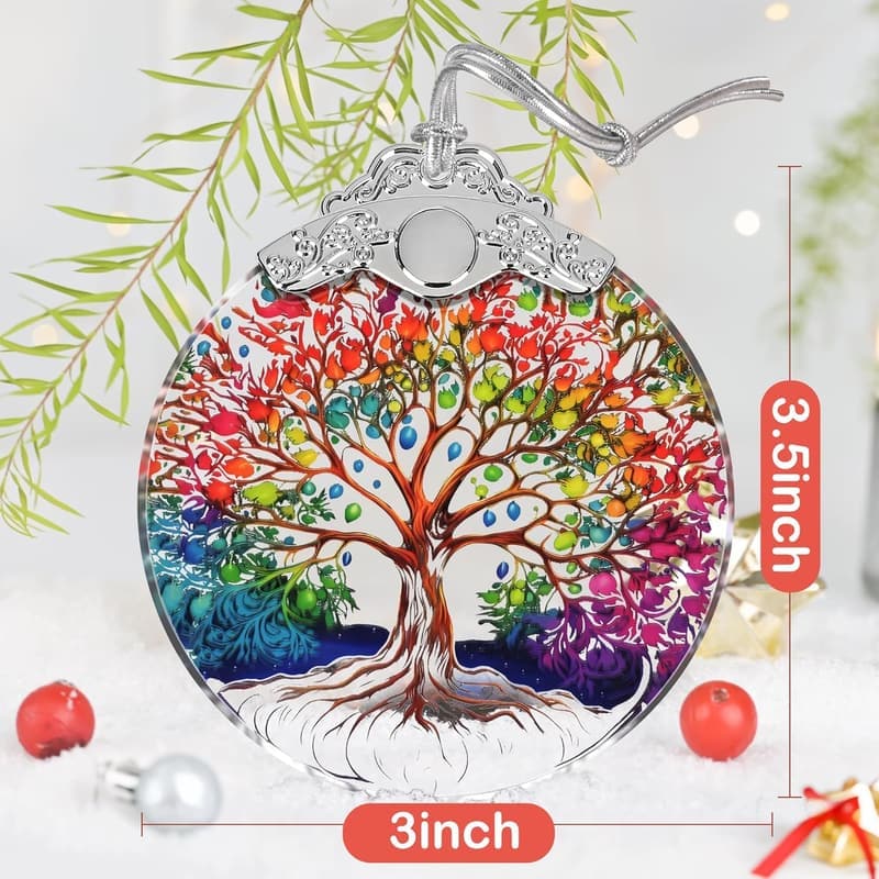 Christmas Tree of Life Stained Glass Ornament