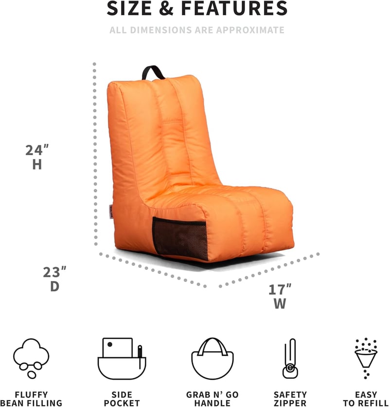 Tangerine Big Joe Video Lounger Bean Bag Chair, 2ft
