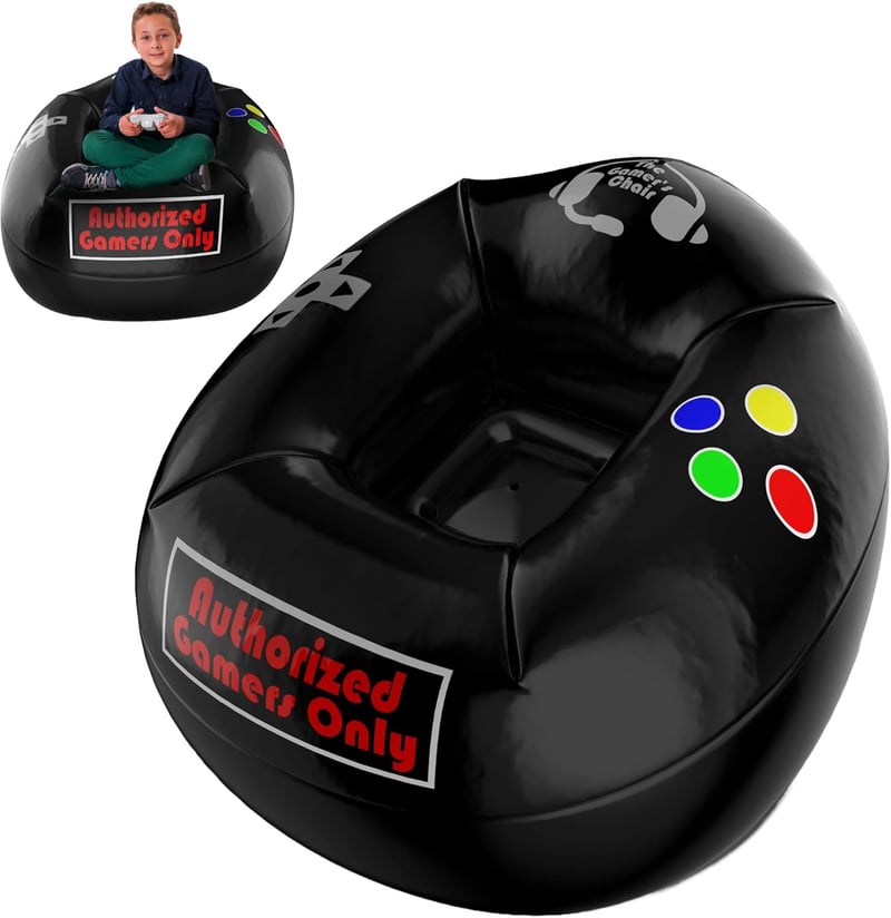 Portable Inflatable Gaming Chair for Kids, Durable PVC, Easy-Clean