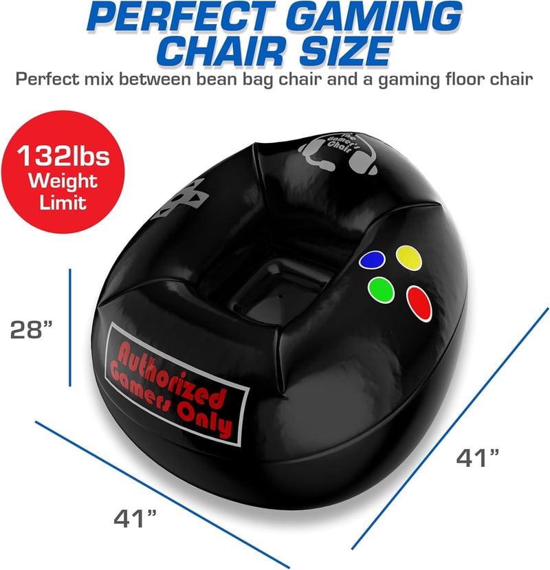 Portable Inflatable Gaming Chair for Kids, Durable PVC, Easy-Clean
