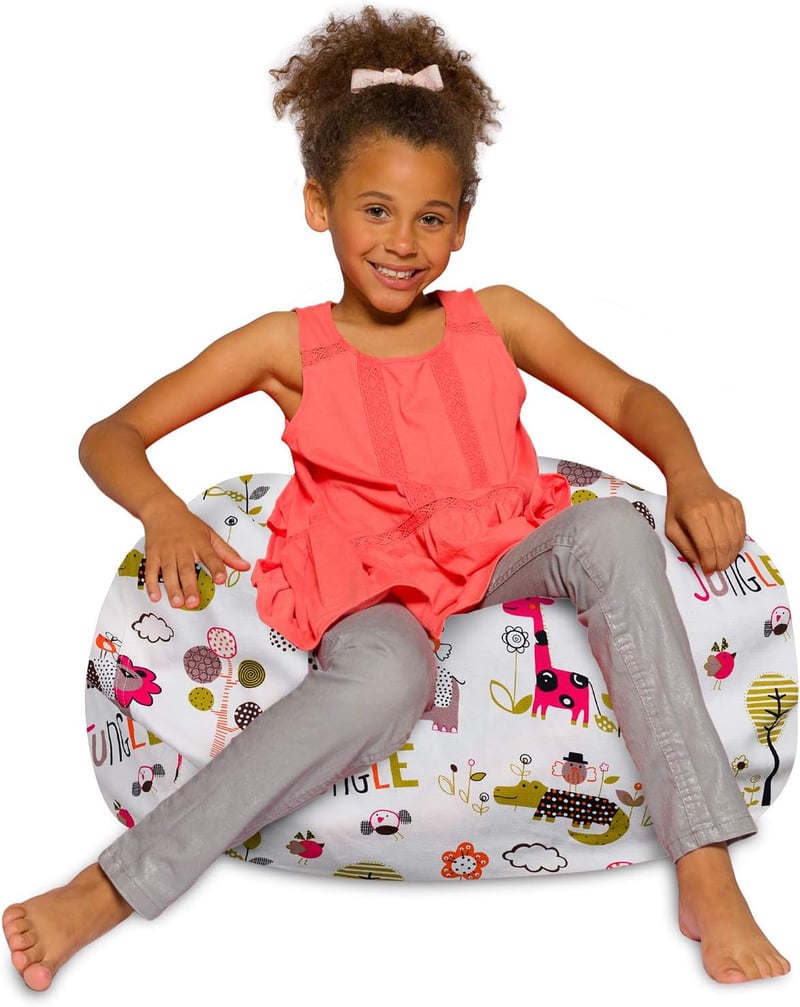 Jungle Animals Canvas Bean Bag Chair for Kids, Medium 27in