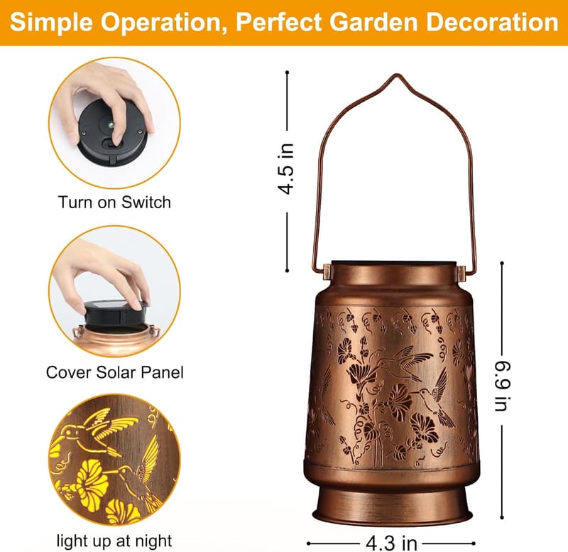 Hummingbird Solar Lantern - Outdoor Garden Décor for Mom