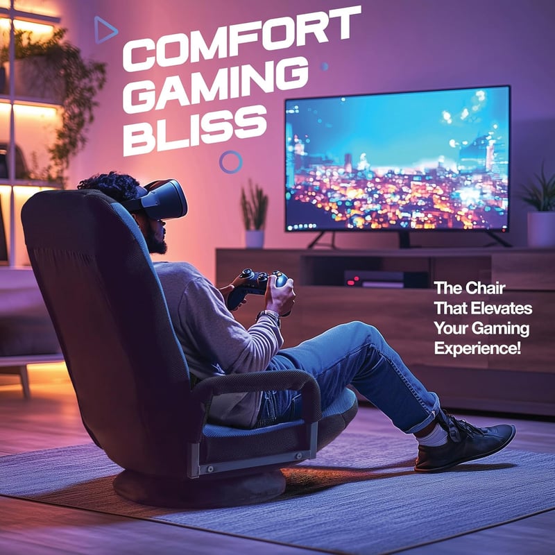 Adjustable Swivel Gaming Floor Chair with Lumbar Support