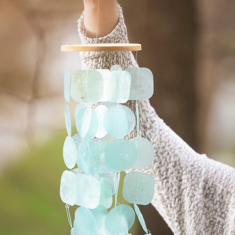 Sea Glass Wind Chimes - Outdoor Decor Gift for Mom