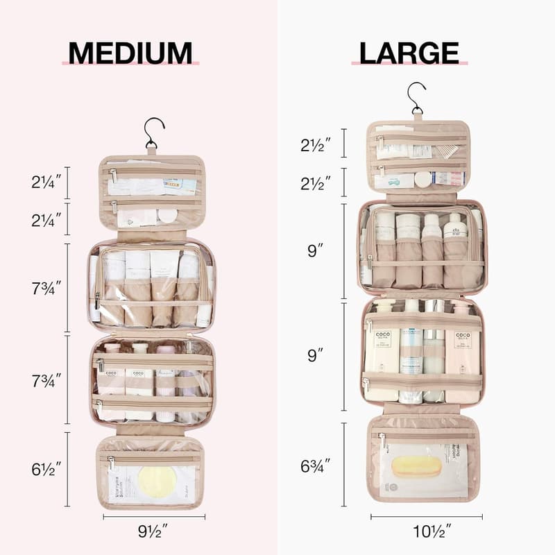 Travel Makeup Organizer with TSA-Approved Transparent Bag - Pink