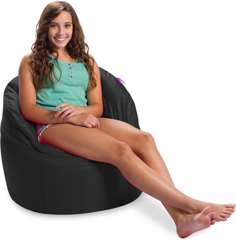 Large Black Bean Bag Lounger for Kids and Teens