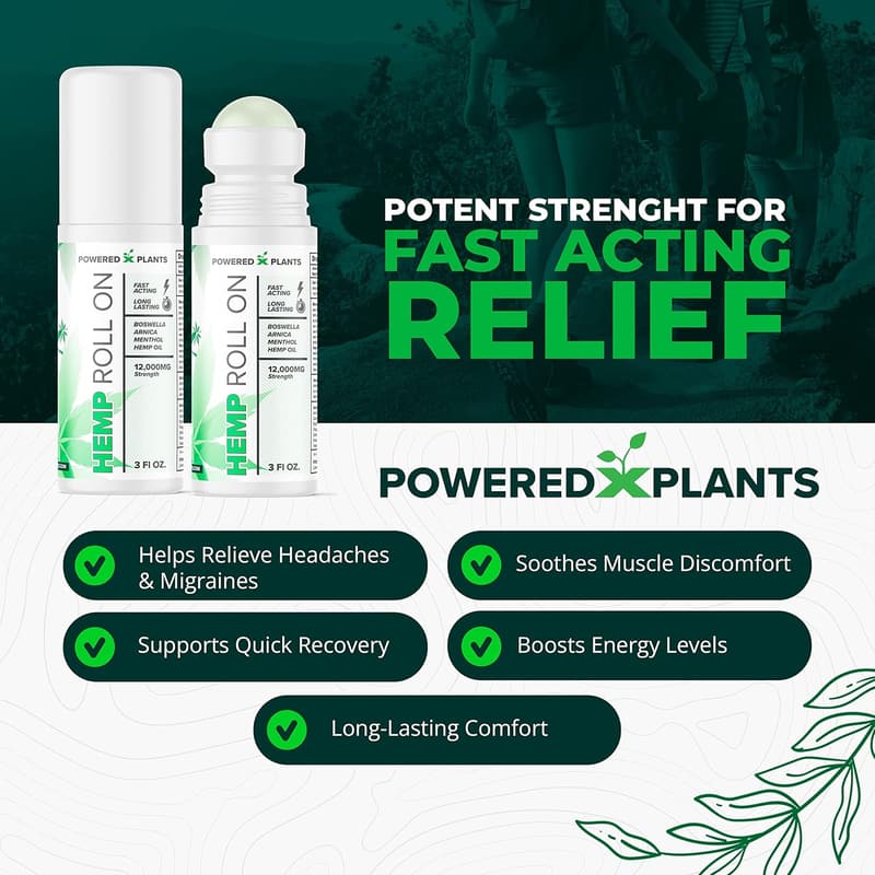 Extra Strength Hemp Oil Roll-On with Menthol & Arnica - 2 Pack