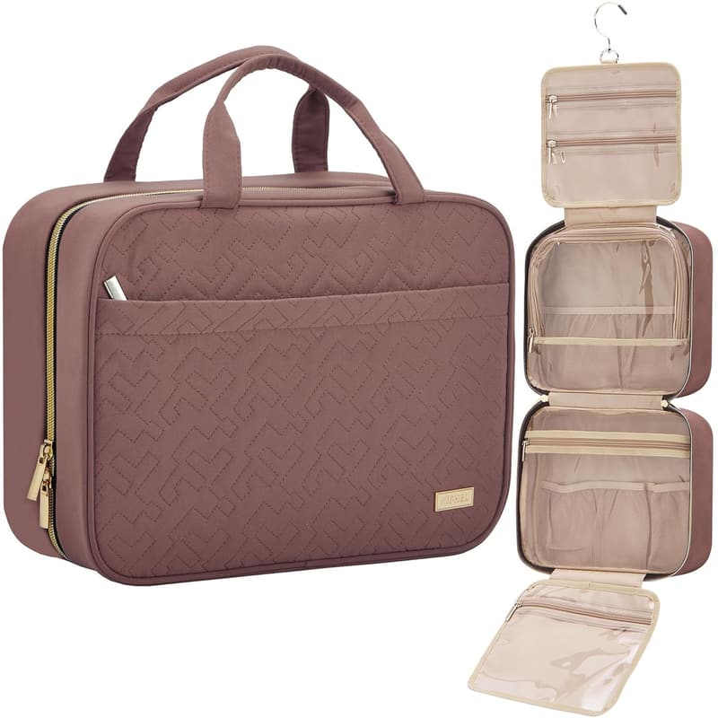Portable Hanging Toiletry Bag for Women – Large Rosewood-Pink