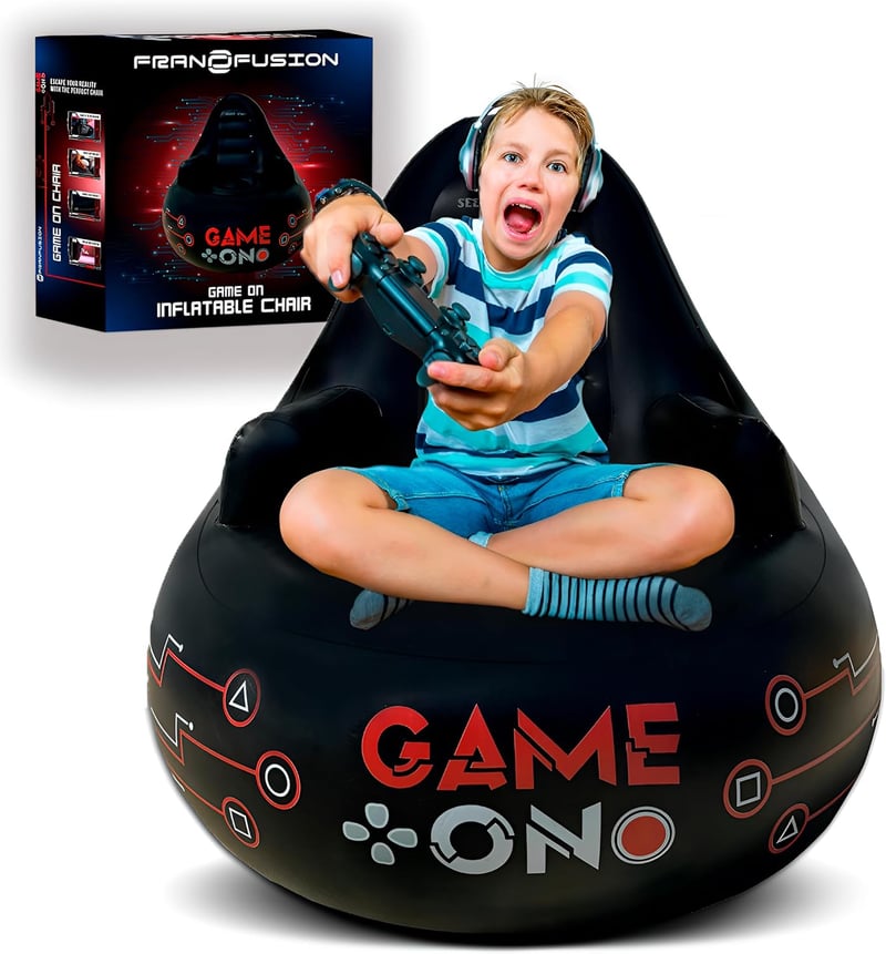 Inflatable Gaming Chair with Cup Holders & Side Pocket