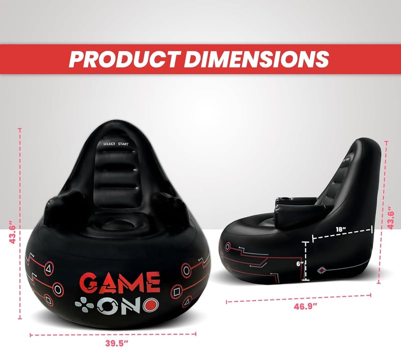 Inflatable Gaming Chair with Cup Holders & Side Pocket